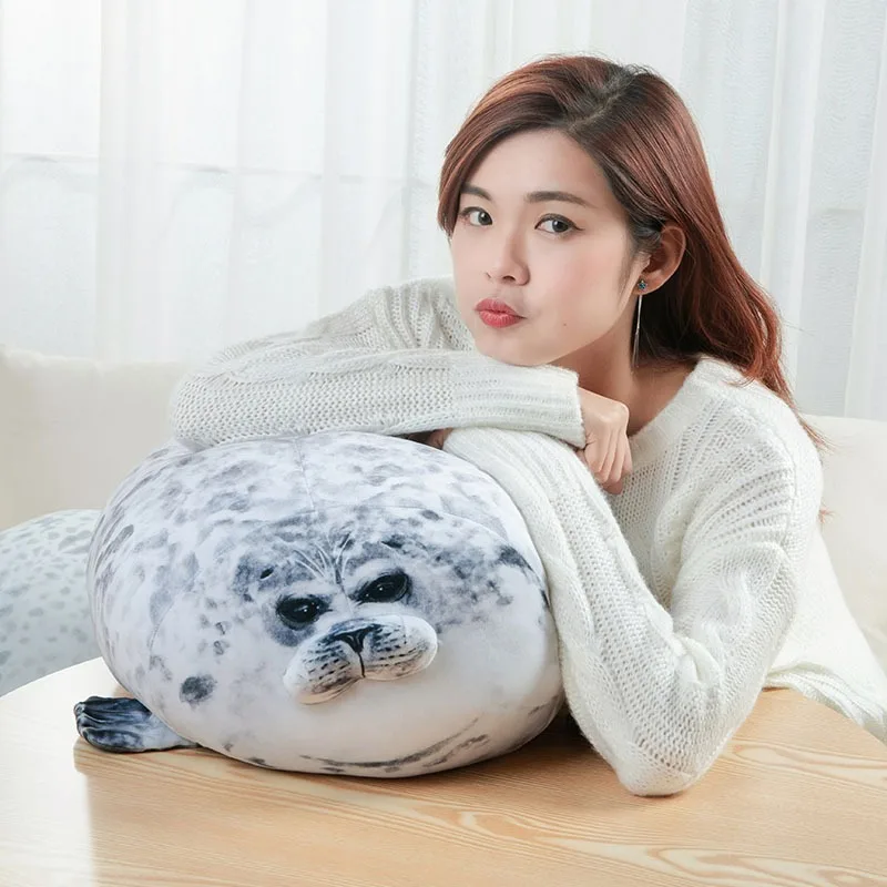 

Angry Blob Seal Pillow Chubby 3D Novelty Sea Lion Doll Plush Stuffed Toy Baby Sleeping Throw Pillow Gifts for Kids Girls