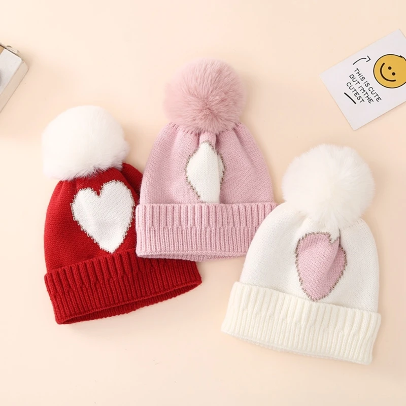 Knitted Hat Kids Soft Baby Bonnet Cap BigPompom Embroidered Heart Hat Winter Warm Hairball Hat for Baby Red/White/Pink
Knitted Hat Kids Soft Baby Bonnet Cap BigPompom Embroidered Heart Hat Winter Warm Hairball Hat for Baby Red/White/Pink