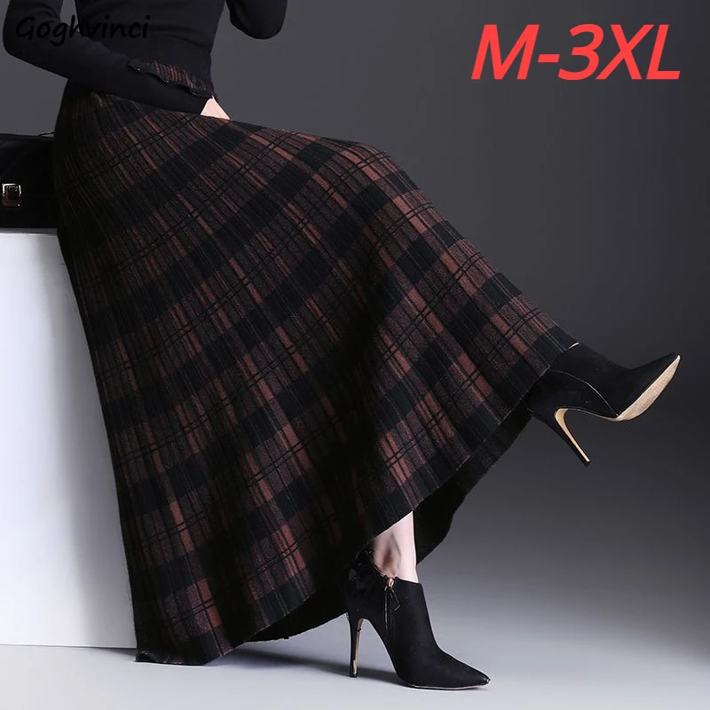 A-line Plaid Midi Skirt for Women Vintage Elegant Ladies Elastic Waist Woolen Faldas Loose M-3XL All-match Streetwear
A-line Plaid Midi Skirt for Women Vintage Elegant Ladies Elastic Waist Woolen Faldas Loose M-3XL All-match Streetwear