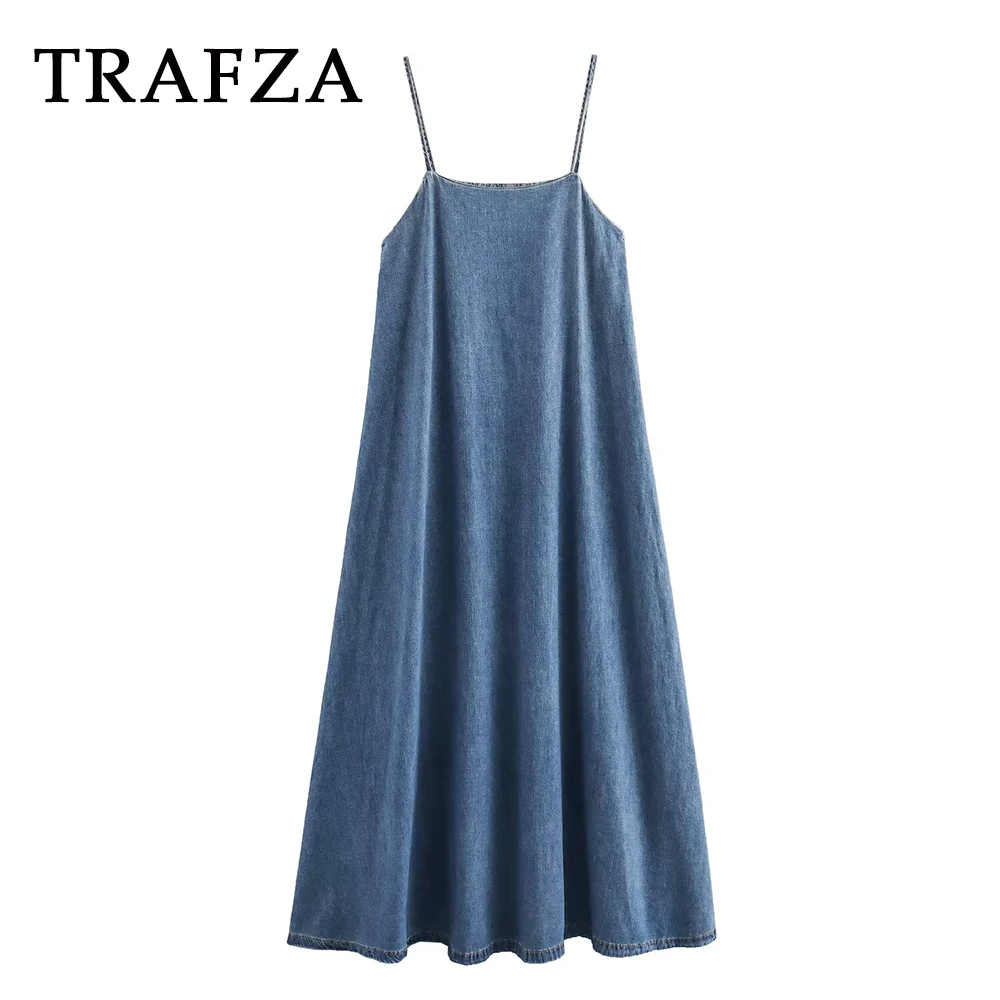 TRAFZA 2024 Summer Women Casual Denim Dresses Pullover Backless Dress Loose Folds Camisole Women Elegant Sleeveless Dresses
TRAFZA 2024 Summer Women Casual Denim Dresses Pullover Backless Dress Loose Folds Camisole Women Elegant Sleeveless Dresses