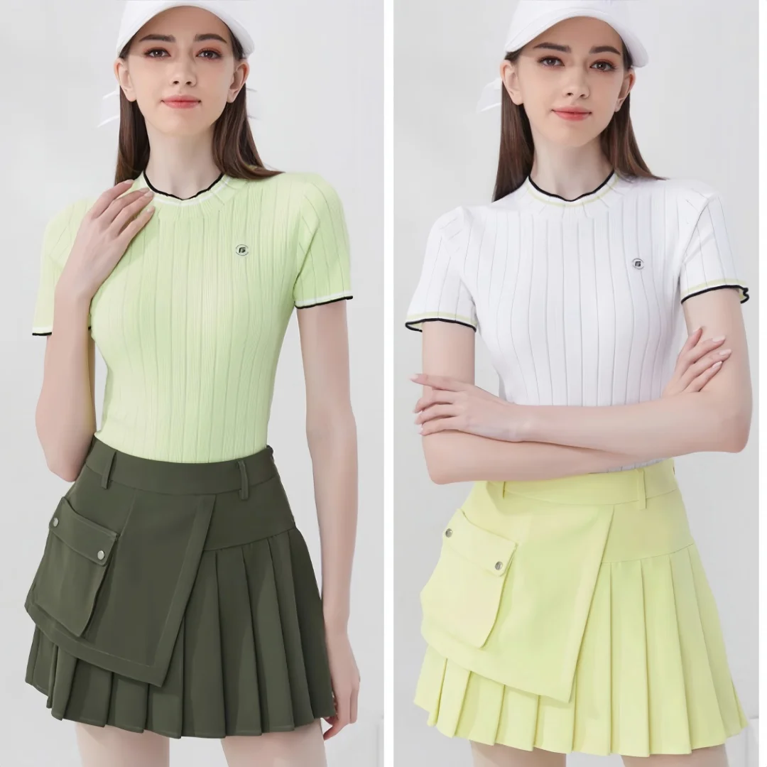 Летний женский трикотажный костюм для гольфа с коротким рукавом и юбкой, Корейская версия, облегающий топ для гольфа и тенниса, Женская плиссированная юбка
Летний женский трикотажный костюм для гольфа с коротким рукавом и юбкой, Корейская версия, облегающий топ для гольфа и тенниса, Женская плиссированная юбка