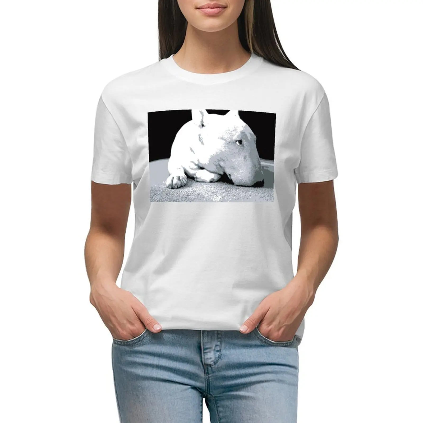 English Bull Terrier Dog, Black and White Pop Art Print T-shirt vintage clothes kawaii clothes white t-shirts for Women
English Bull Terrier Dog, Black and White Pop Art Print T-shirt vintage clothes kawaii clothes white t-shirts for Women