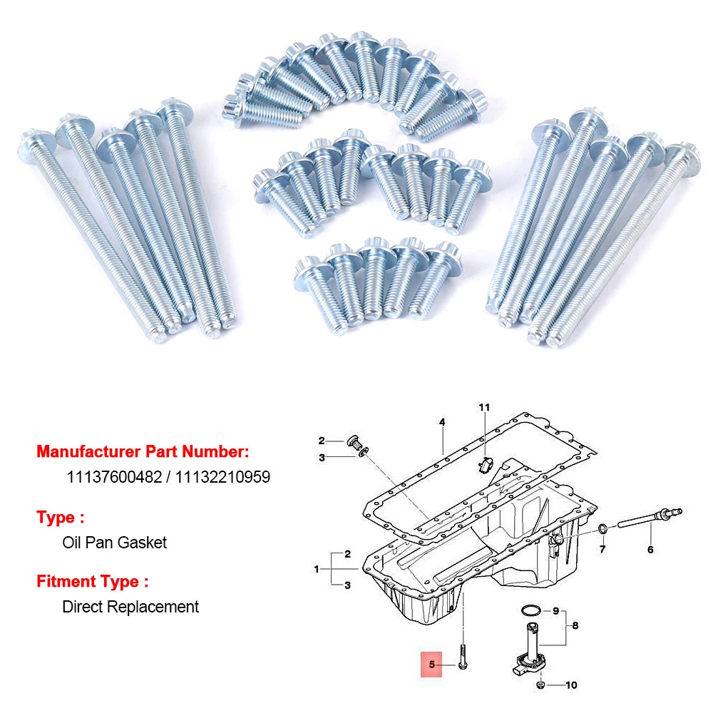 Full Set Engine Repair Oil Pan Bolt Set for BMW X1 X3 X5 X6 E81 E82 E87 E88 E90 E91 E92 E93 F20 F21 F22 F87 11132210959
Full Set Engine Repair Oil Pan Bolt Set for BMW X1 X3 X5 X6 E81 E82 E87 E88 E90 E91 E92 E93 F20 F21 F22 F87 11132210959