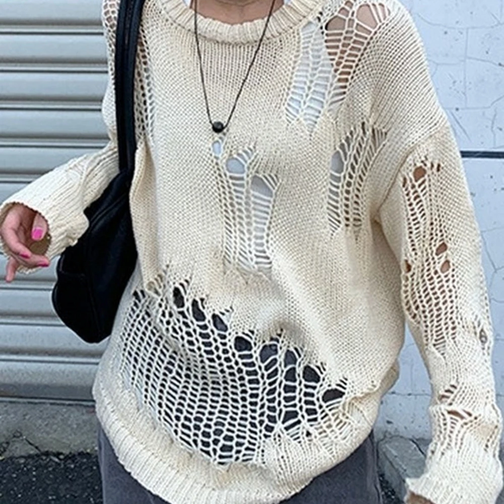 Combhasaki Womens Distressed Sweater Round Neck Long Sleeve Solid Color Irregular Hollow-out Crochet Knitted Pullover Tops
Combhasaki Womens Distressed Sweater Round Neck Long Sleeve Solid Color Irregular Hollow-out Crochet Knitted Pullover Tops