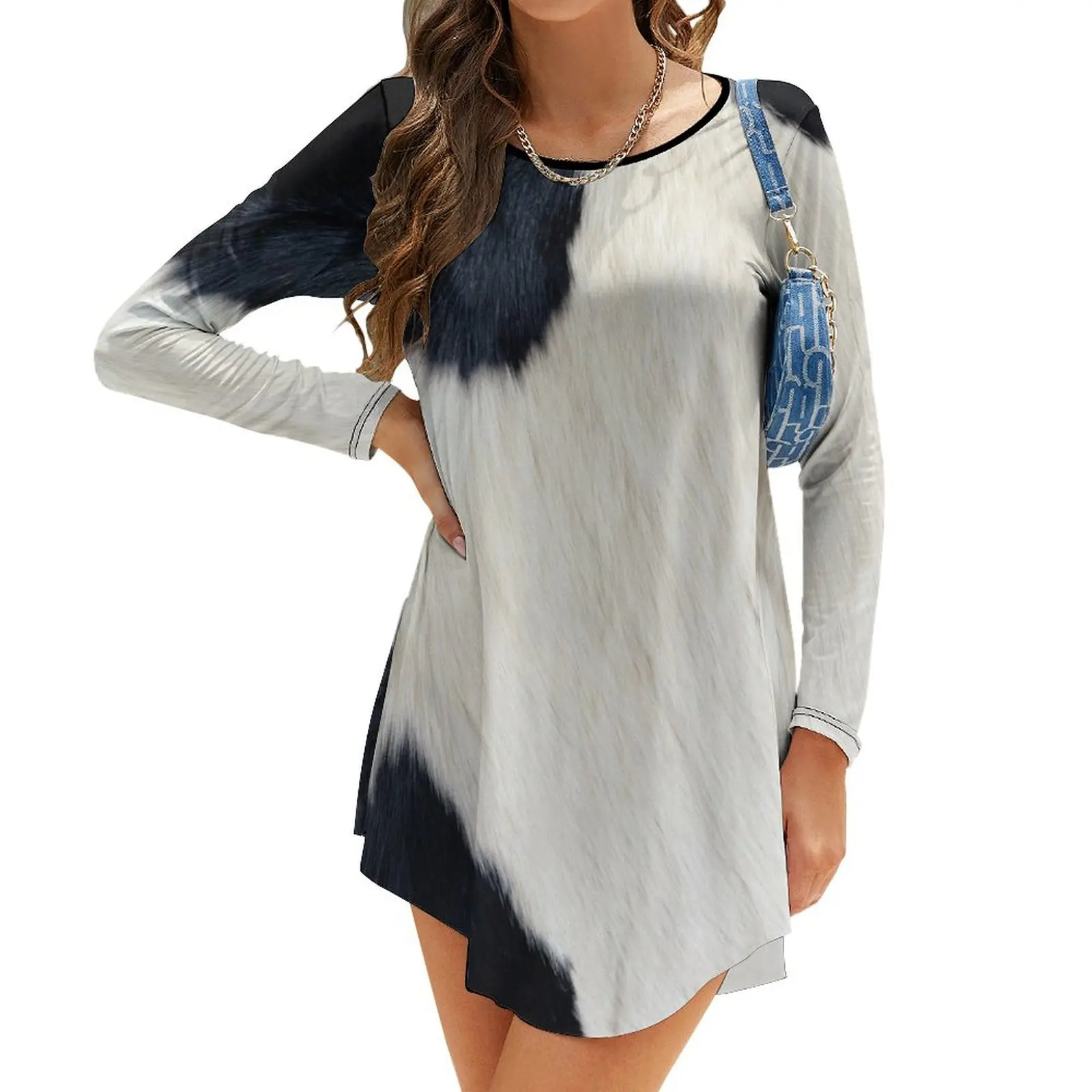 Faux Cowhide Black and white Long-Sleeve Dress ceremony dresses prom clothes Woman fashion
Faux Cowhide Black and white Long-Sleeve Dress ceremony dresses prom clothes Woman fashion