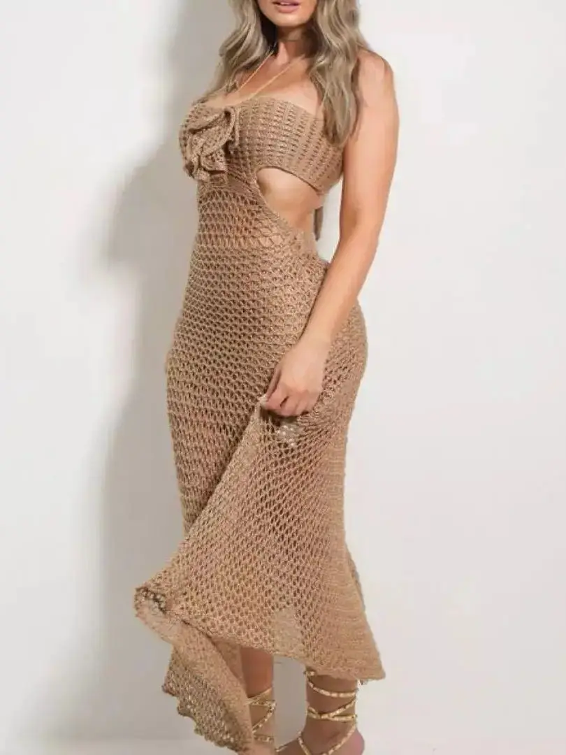 2024 Autumn Sexy Flower Knitted Long Dresses Women Cut Out Off Shoulder Skirt Elegent Holiday Dress Evening Party Dress Female
2024 Autumn Sexy Flower Knitted Long Dresses Women Cut Out Off Shoulder Skirt Elegent Holiday Dress Evening Party Dress Female