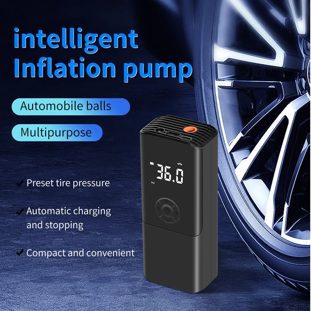 

Tire Inflator Portable Air Compressor 2X Faster Inflation 12V DC Cord Cordless Car Tire Pump with LCD Display