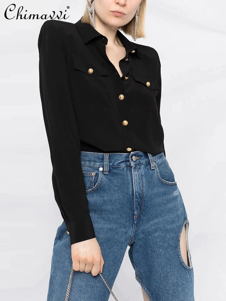 Spring 2024 European American Style Elegant Commute Lapel Long Sleeve Single Breasted Satin Loose Casual Blouse T-shirt Women
Spring 2024 European American Style Elegant Commute Lapel Long Sleeve Single Breasted Satin Loose Casual Blouse T-shirt Women