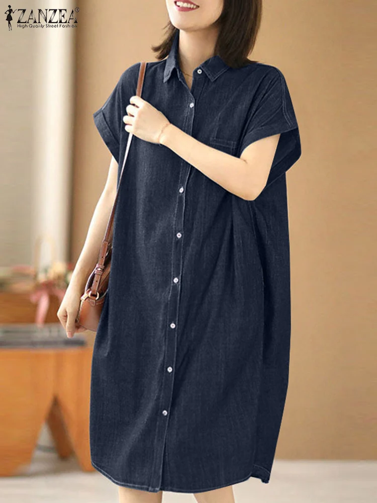 ZANZEA Fashion Short Sleeve Dress Summer Lape Neck Solid Vestidos Woman Casual Mid-Calf Length Dresses Vintage Loose Sundress
ZANZEA Fashion Short Sleeve Dress Summer Lape Neck Solid Vestidos Woman Casual Mid-Calf Length Dresses Vintage Loose Sundress