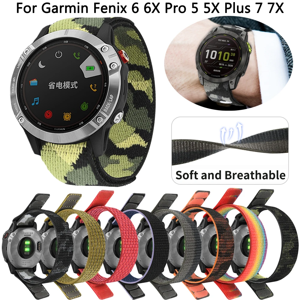 

22 26mm Nylon Band Watch Straps For Garmin Fenix 6 6X Pro 5 5X Plus 7 7X Smart Watchbands 3 3HR 945 MK2i Correa Accessories Belt