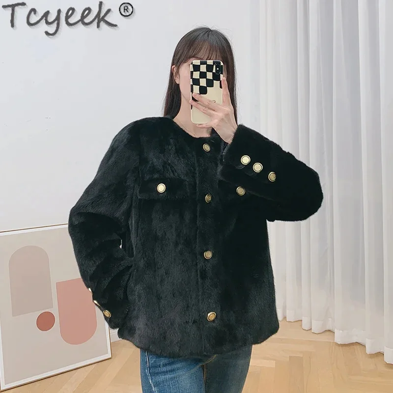 

Tcyeek Natural Whole Mink Fur Coat for Ladies Winter Women's Jacket 2024 Fashion Short Real Coats Elegant Fourrure Femme