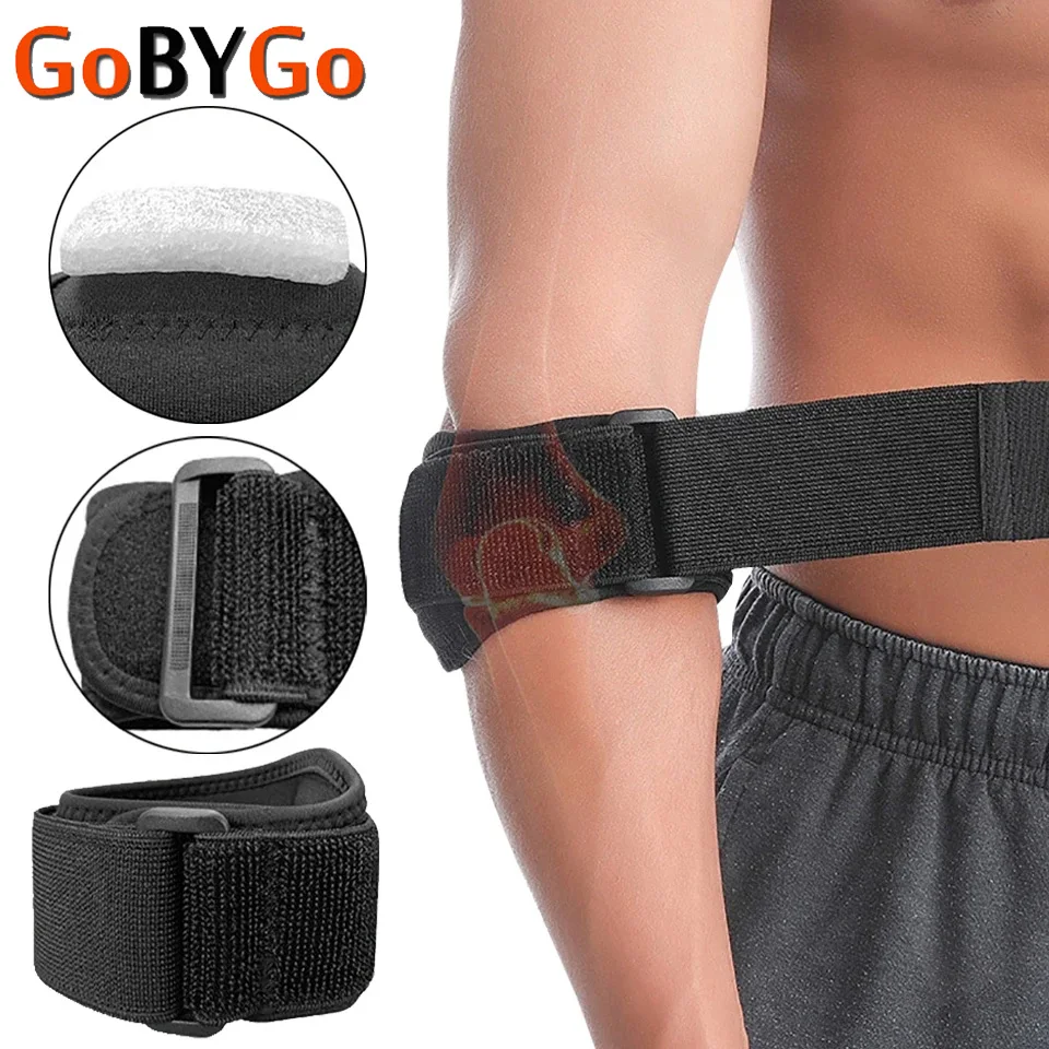

1Pcs Exercise Pressure Elbow Pads Adjustable Wrap Elbow Brace Reduce Muscle Load Outdoor Sports Basketball Badminton Fitness