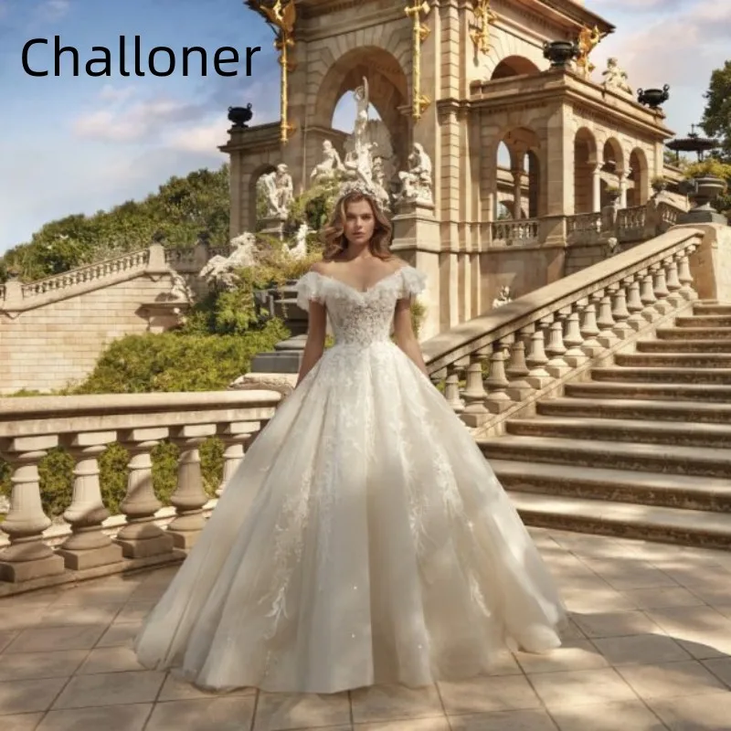 

Challoner Modern Bride Ball Gown Off Shoulder Sweetheart Wedding Dress for Women Lace Appliques Vestido de Novia Court Train