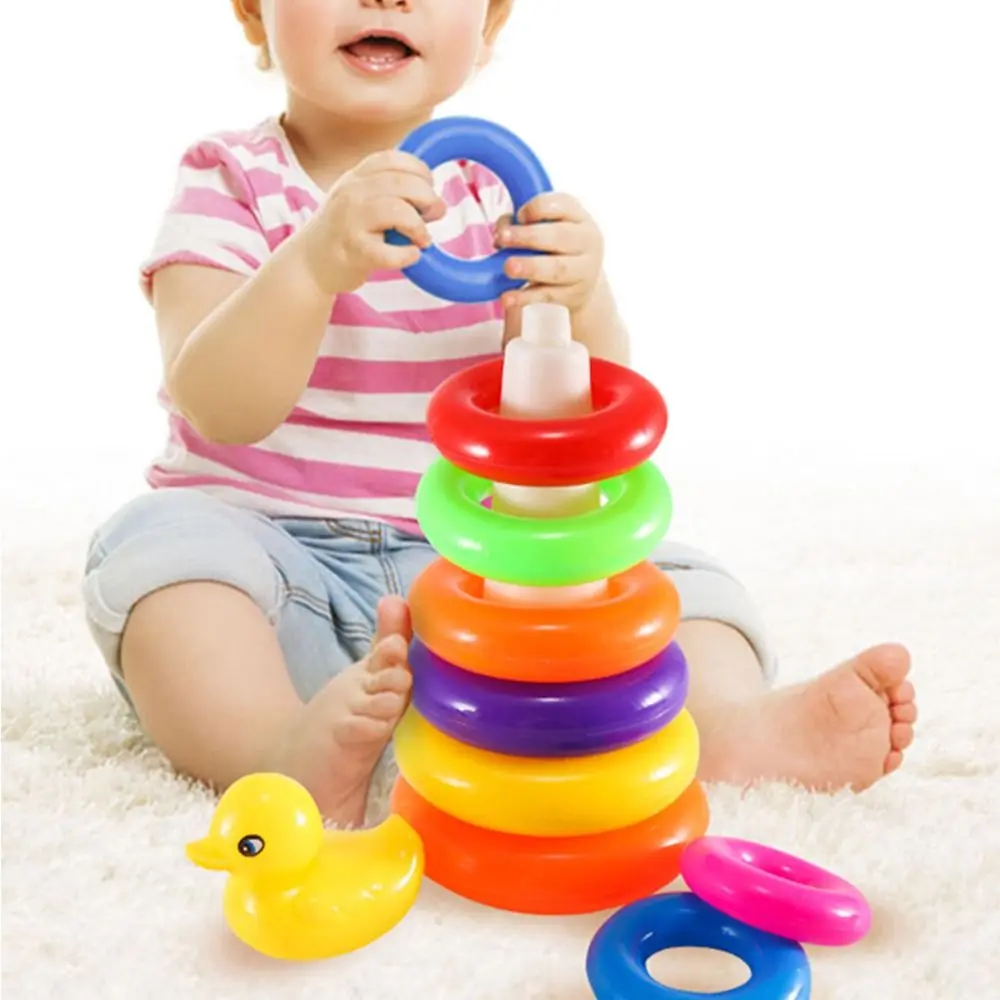 

Cement Kids Gift Yellow Duck Parent-child Early Education Toy Development Game Kids Montessori Toys Stacking Ring Tower Toy