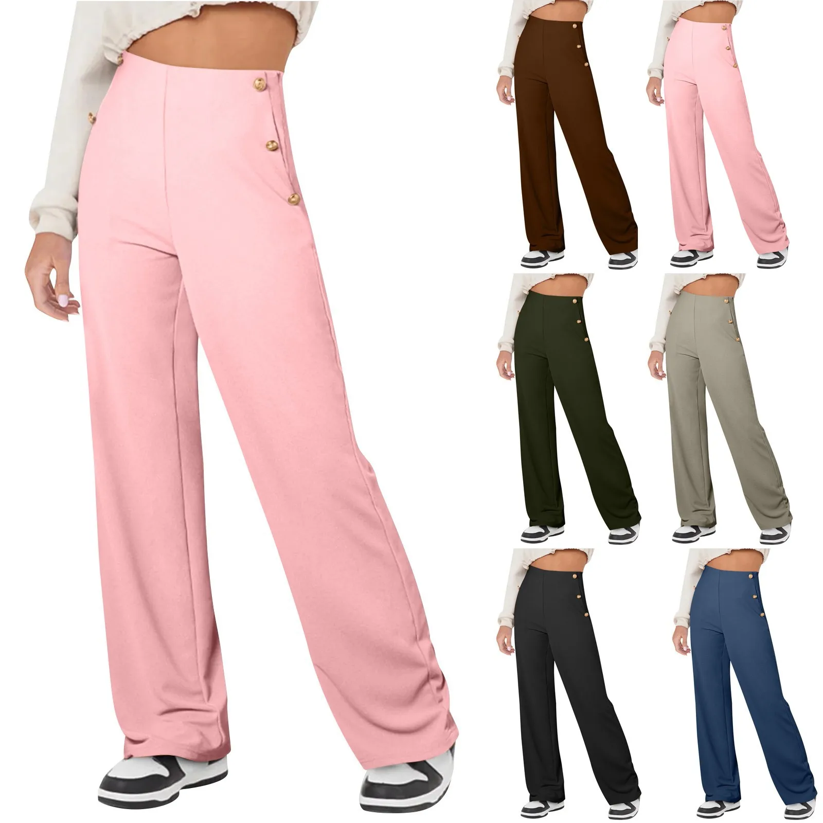 Women's Straight Leg Pants Fashionable High Wasited Side Zippered Casual Solid Color Work Pants With Pockets ropa de mujer
Women's Straight Leg Pants Fashionable High Wasited Side Zippered Casual Solid Color Work Pants With Pockets ropa de mujer