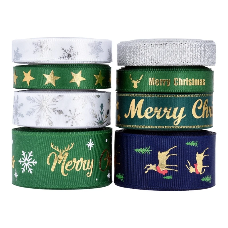 

10/15/25mm Width Christmas Ribbon 8 Patterns Ribbon Printed Grosgrain Ribbons for Gift Wrapping Wedding Decoration Hair