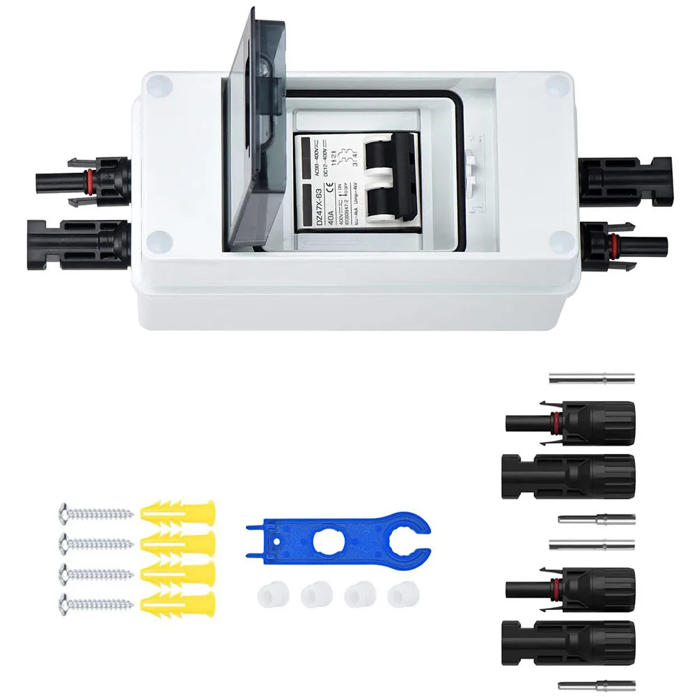 Easy Installation DC Isolator Switch for Solar Panel Circuit 40A IP65 Waterproof with MC Connectors and Waterproof Cap
Easy Installation DC Isolator Switch for Solar Panel Circuit 40A IP65 Waterproof with MC Connectors and Waterproof Cap