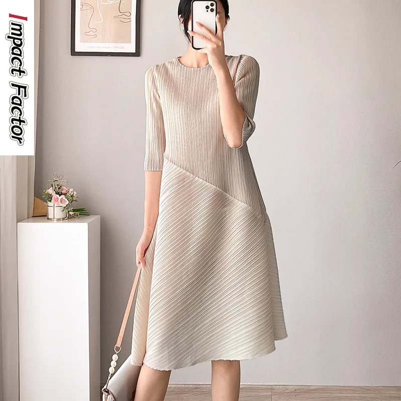 Плиссированное Платье Miyake, асимметричное однотонное свободное и универсальное платье-трапеция средней длины с рукавом до локтя и круглым вырезом
Плиссированное Платье Miyake, асимметричное однотонное свободное и универсальное платье-трапеция средней длины с рукавом до локтя и круглым вырезом