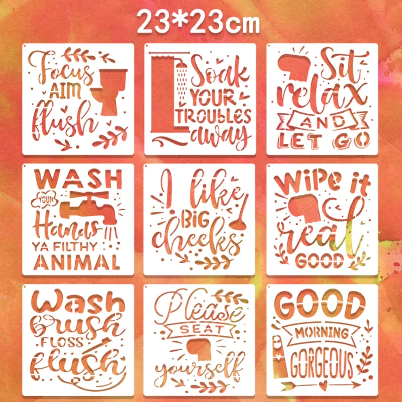 9 Sheets Home Decorative Bathroom Theme Stencils DIY Layering Scrapbooking Journal Coloring Embossing Decor Printing Templates
9 Sheets Home Decorative Bathroom Theme Stencils DIY Layering Scrapbooking Journal Coloring Embossing Decor Printing Templates