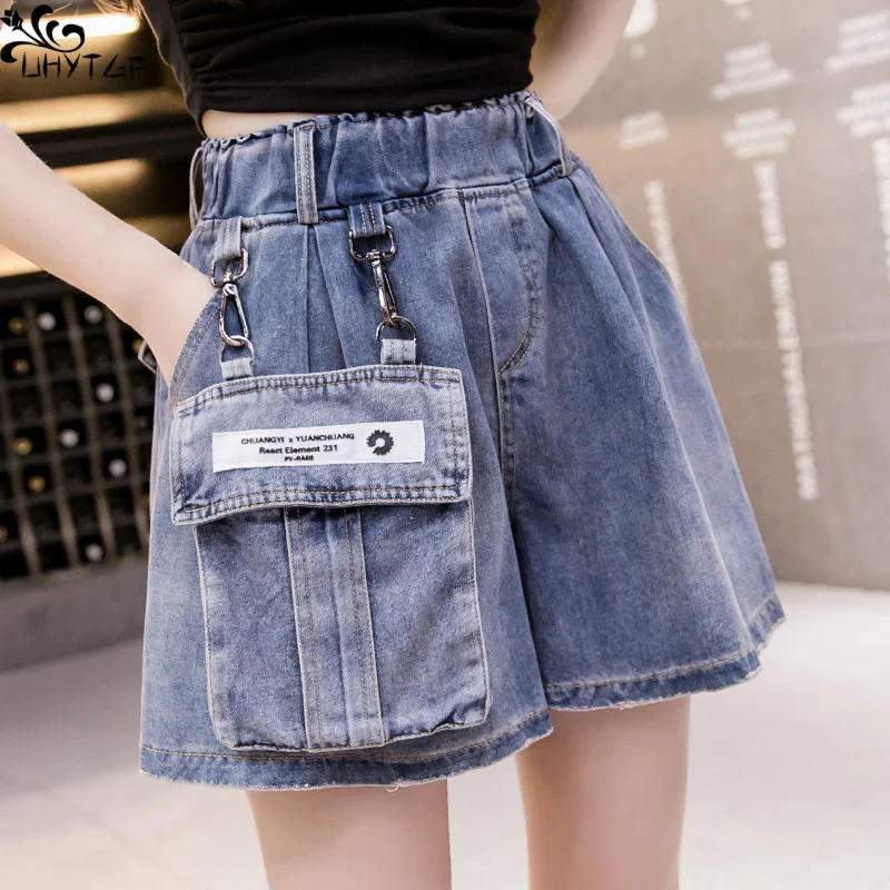UHYTGF Denim Shorts Women Summer New Detachable Large Pocket Elastic Waist Personality Casual Fashion Female Student Jeans Short
UHYTGF Denim Shorts Women Summer New Detachable Large Pocket Elastic Waist Personality Casual Fashion Female Student Jeans Short