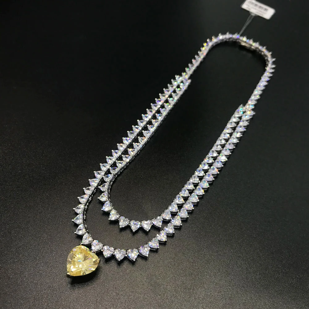 Luxury Necklace Sterling 925 Silver Created Moissanite Pendant for Women Party Wedding Choker Jewelry Gift 2 Mallzona S9f0951f3010849aabc3b846066534f62H Luxury Necklace Sterling 925 Silver Created Moissanite Pendant for Women Party Wedding Choker Jewelry Gift Mallzona