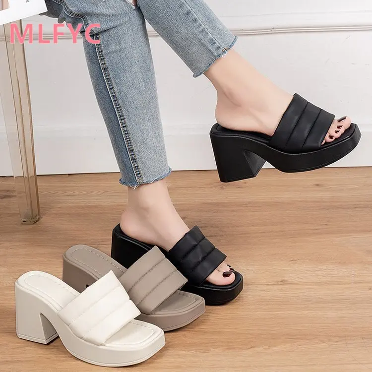 

Thick soled one line sandals for women, new summer fashion trend, external wearing slippers, thick heeled sandals for women