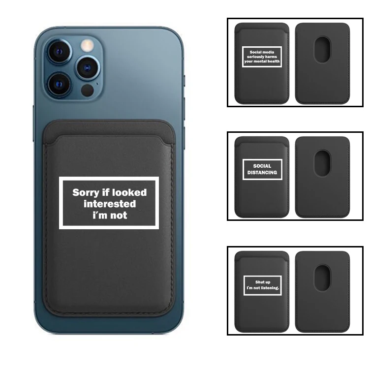 Black Minimalist Text PU Leather Card Holder For Magsafe Magnetic Card Bag Wallet Case For iPhone 14pro 12 13 14 15 case white
Black Minimalist Text PU Leather Card Holder For Magsafe Magnetic Card Bag Wallet Case For iPhone 14pro 12 13 14 15 case white