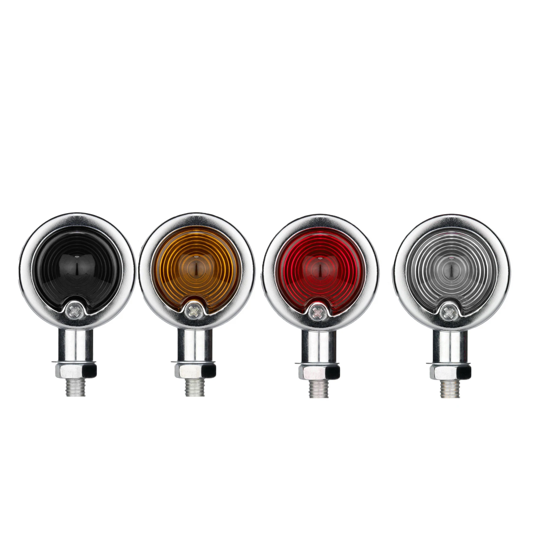 Motorcycle equipment components circular turn signal lights suitable for Harley silver shell four color lenses optional
Motorcycle equipment components circular turn signal lights suitable for Harley silver shell four color lenses optional