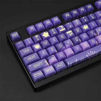 맞춤형 기계식 키보드 라벤더 퍼플 XDA 키캡, 127 키, PC 게이머 만화 PBT 키캡, 5 면 염료 서브 베드 Mx 스위치