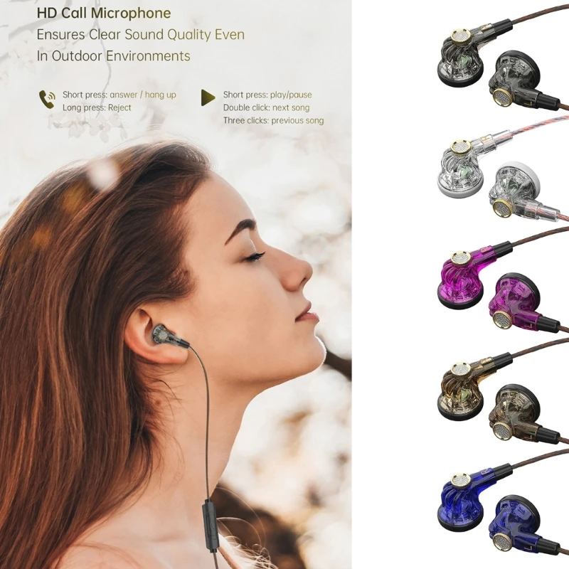 

Hands Free Callings Earbud with Mic Experience Exceptional Sound Performances QKZ-MDR In Ear Headphones Flat Diaphragm