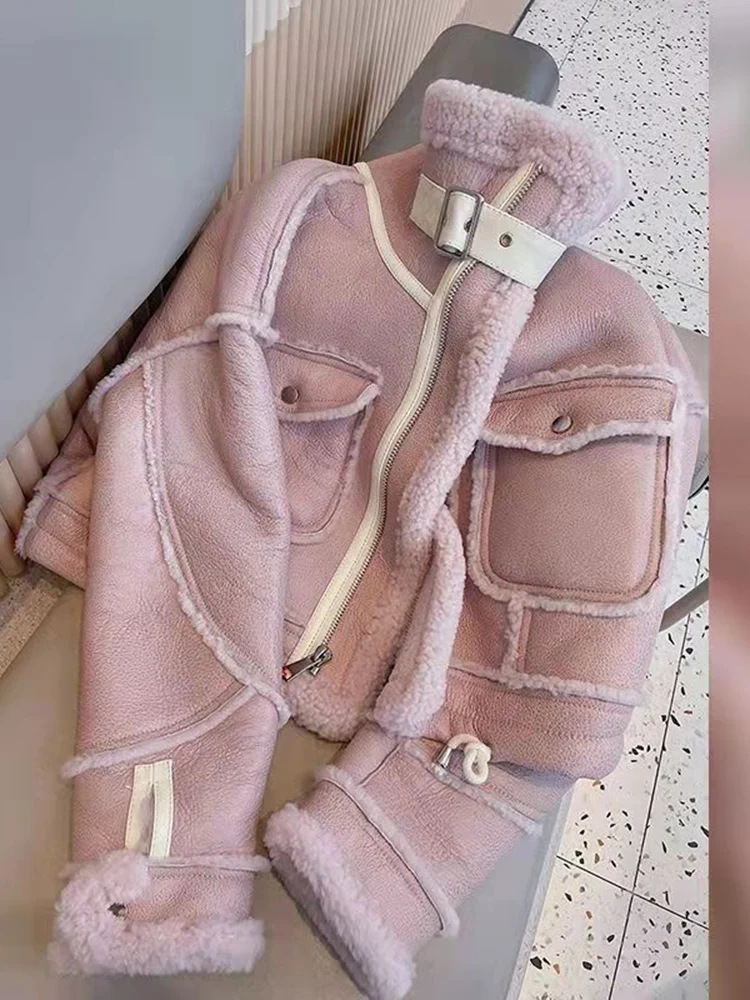 Streetwear Winter Suede Fur Jacket Lamb Windbreaker Sheepskin Motorcycle Biker Thick Standing Collar Splice Parka Outerwear
Streetwear Winter Suede Fur Jacket Lamb Windbreaker Sheepskin Motorcycle Biker Thick Standing Collar Splice Parka Outerwear