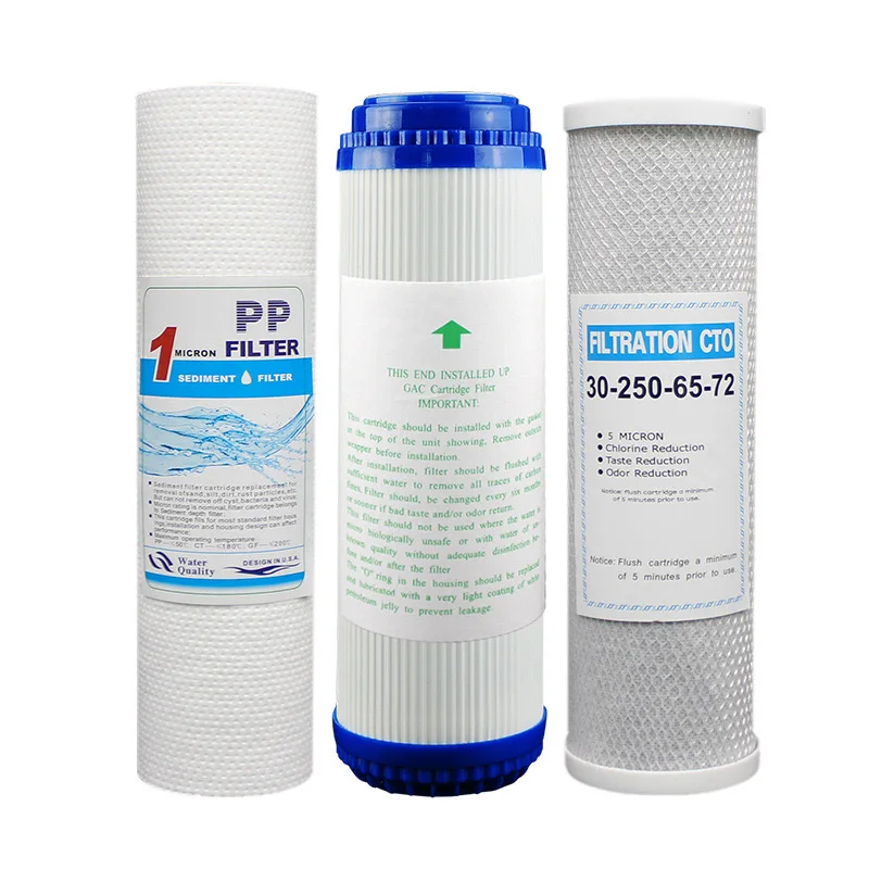 

3 Levels PP Cotton Filter+10'' Water Purifier Filter UDF Granular Activated Carbon Filter+CTO Compressed Carbon Reverse Osmosis