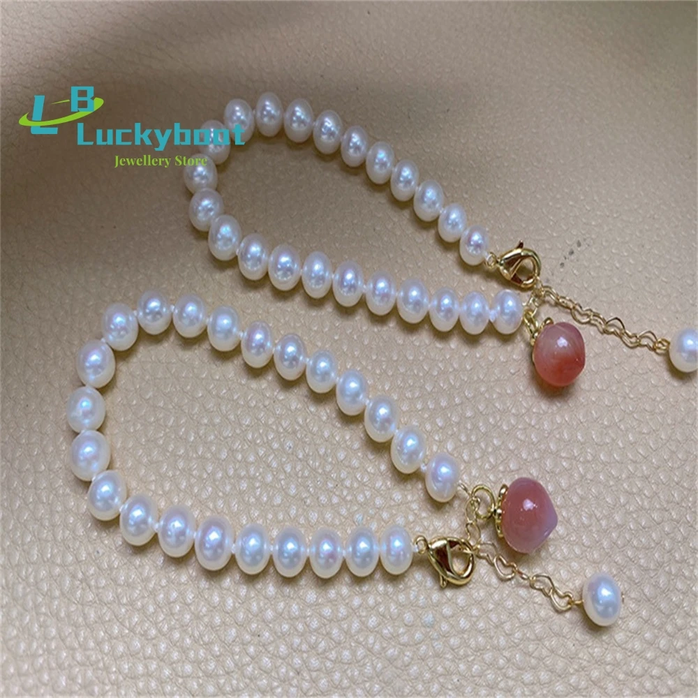 New 7-8mm Natural Freshwater Pearl Bracelet Retro Light Luxury Nearly Round Small Slight Defects Agate Peach Shape
New 7-8mm Natural Freshwater Pearl Bracelet Retro Light Luxury Nearly Round Small Slight Defects Agate Peach Shape