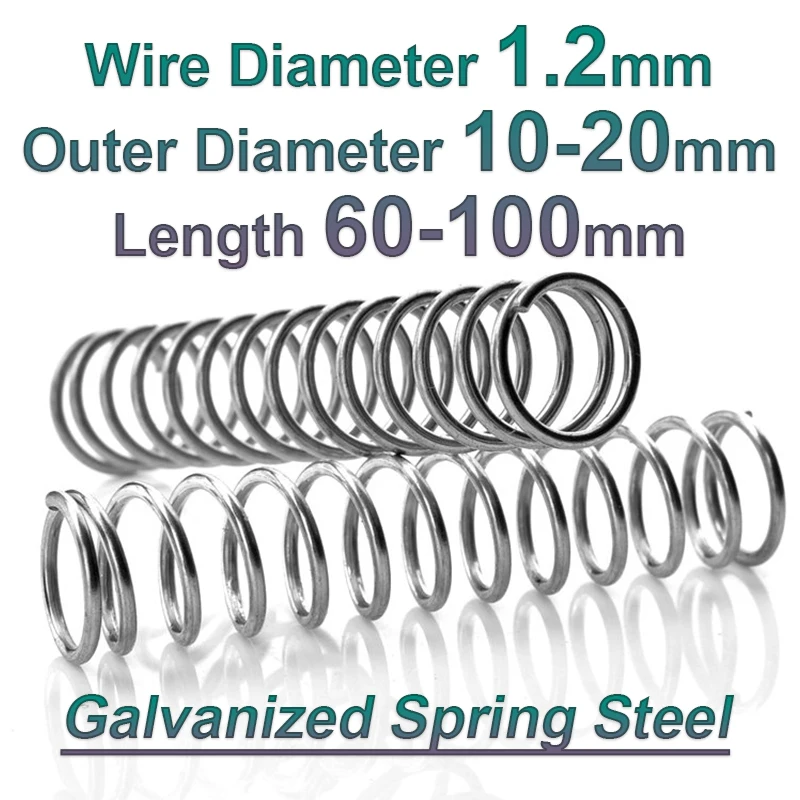 1.2mm Galvanized Compression Spring Cylidrical Coil Return Compressed Spring Release Pressure Spring Spring Steel Length60-100mm
1.2mm Galvanized Compression Spring Cylidrical Coil Return Compressed Spring Release Pressure Spring Spring Steel Length60-100mm