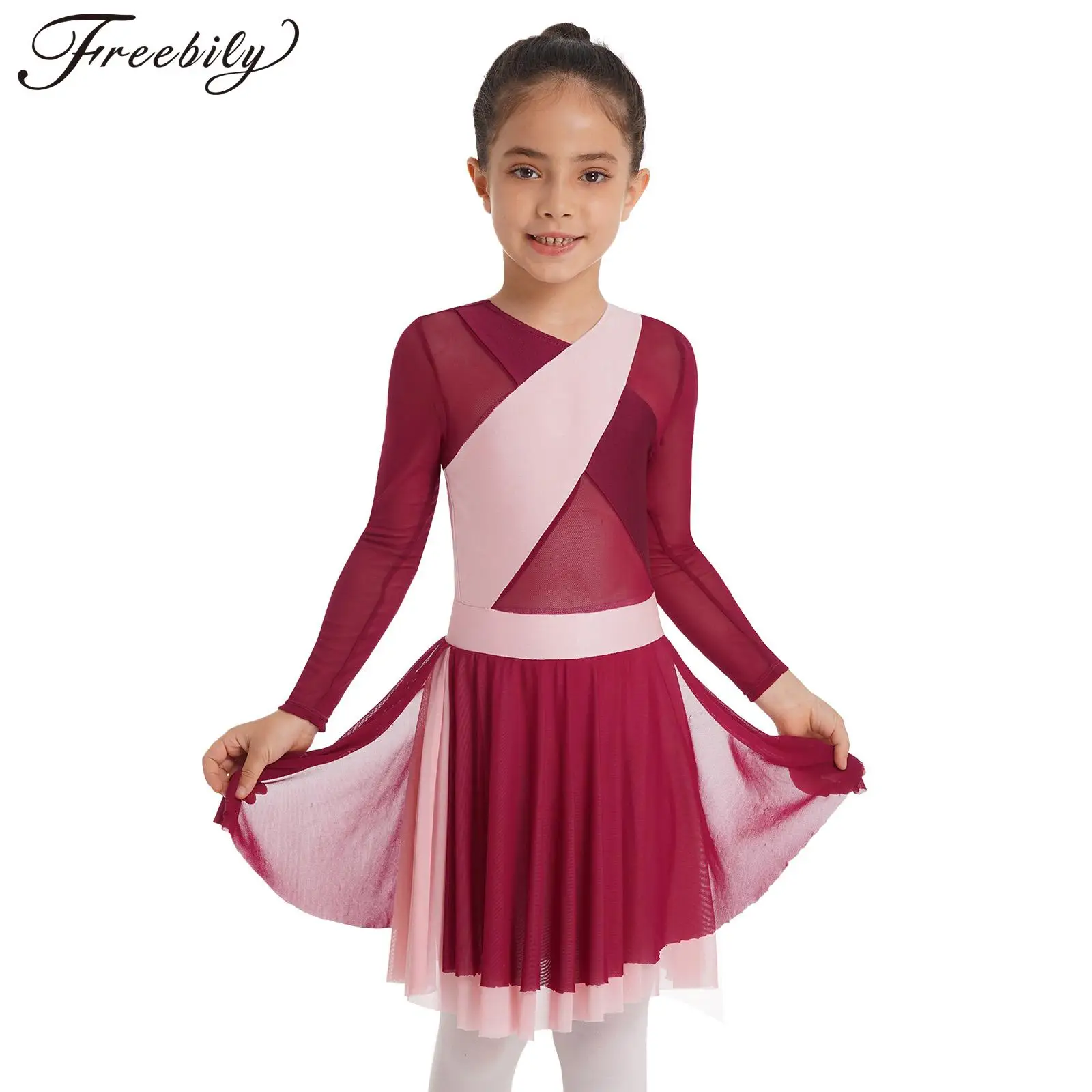 Kids Girls Lyrical Dance Dress Long Sleeve Sheer Mesh Dancewear Ballet Skating Rhythmic Gymnastics Leotard Performance Costume
Kids Girls Lyrical Dance Dress Long Sleeve Sheer Mesh Dancewear Ballet Skating Rhythmic Gymnastics Leotard Performance Costume
