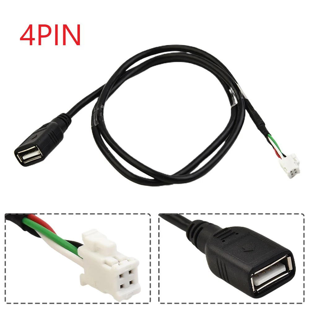 

1x 4Pin Connector USB Extension Cable Adapter Fits For Most Cars Black ABS Vehicle Electronics Accessories Direct Mount Parts
