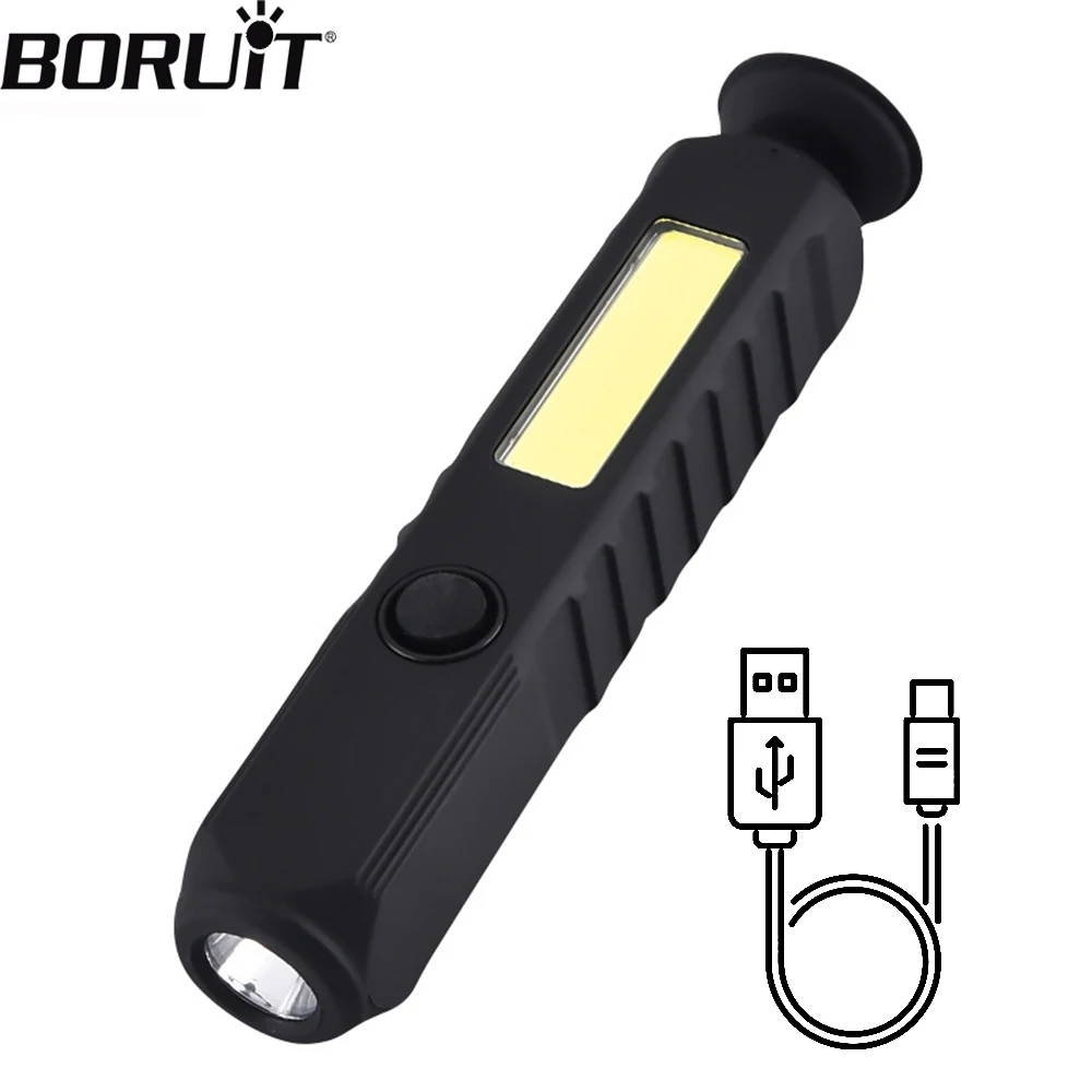 

BORUiT Многофункциональный COB светодиодный фонарик USB C перезаряжаемый рабочий светильник портативный фонарь для кемпинга с магнитной встроенной батареей