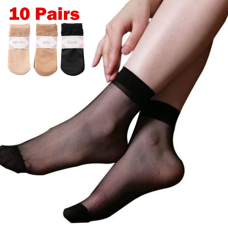 

2/5/10Pairs Women Socks Summer Ultra Thin Crystal Transparent Socks Female Sexy Elastic Silky Short Socks Yoga Sport Socks