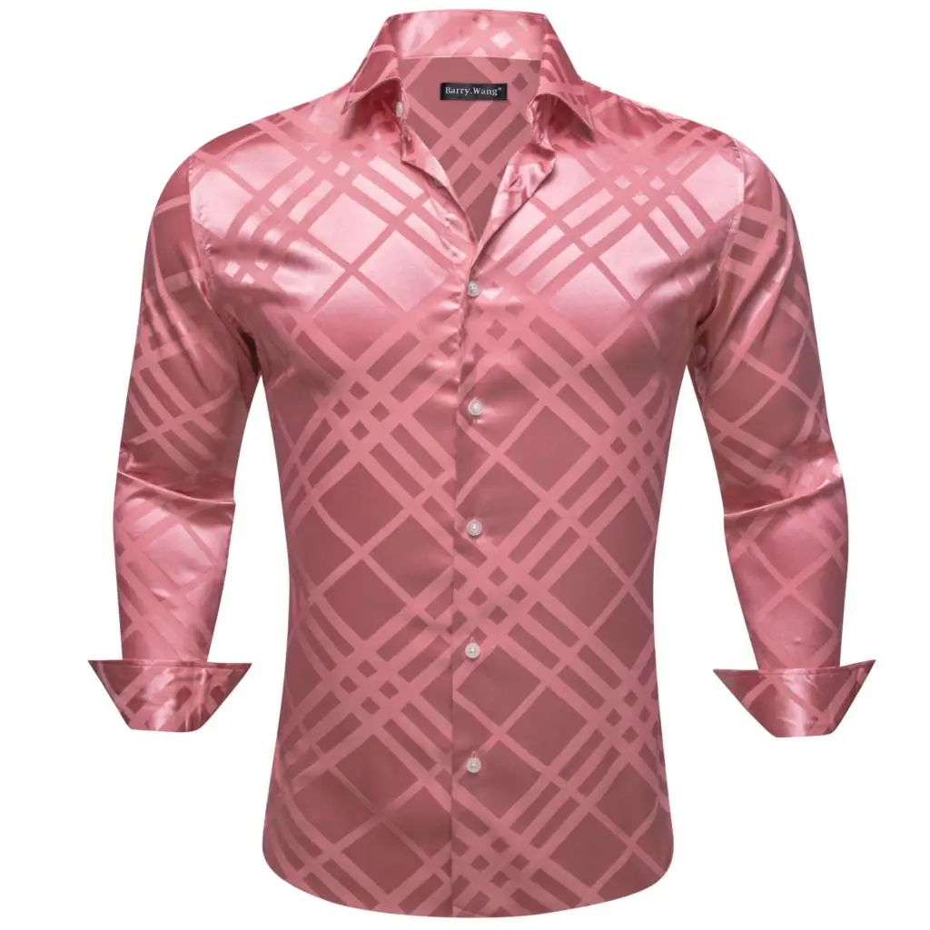 Luxury Shirts for Men Silk Satin Pink Plaid Male Blouses Long Sleeve Casual Lapel Tops Breathable Streetwear Barry Wang
Luxury Shirts for Men Silk Satin Pink Plaid Male Blouses Long Sleeve Casual Lapel Tops Breathable Streetwear Barry Wang