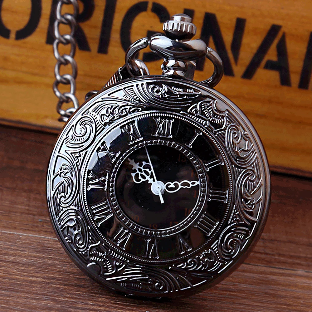 

Vintage Quartz Pocket Watch Alloy Roman Number Numerals Analog Time Display Clock Necklace Pendant Fob Chain Watches Man Clock