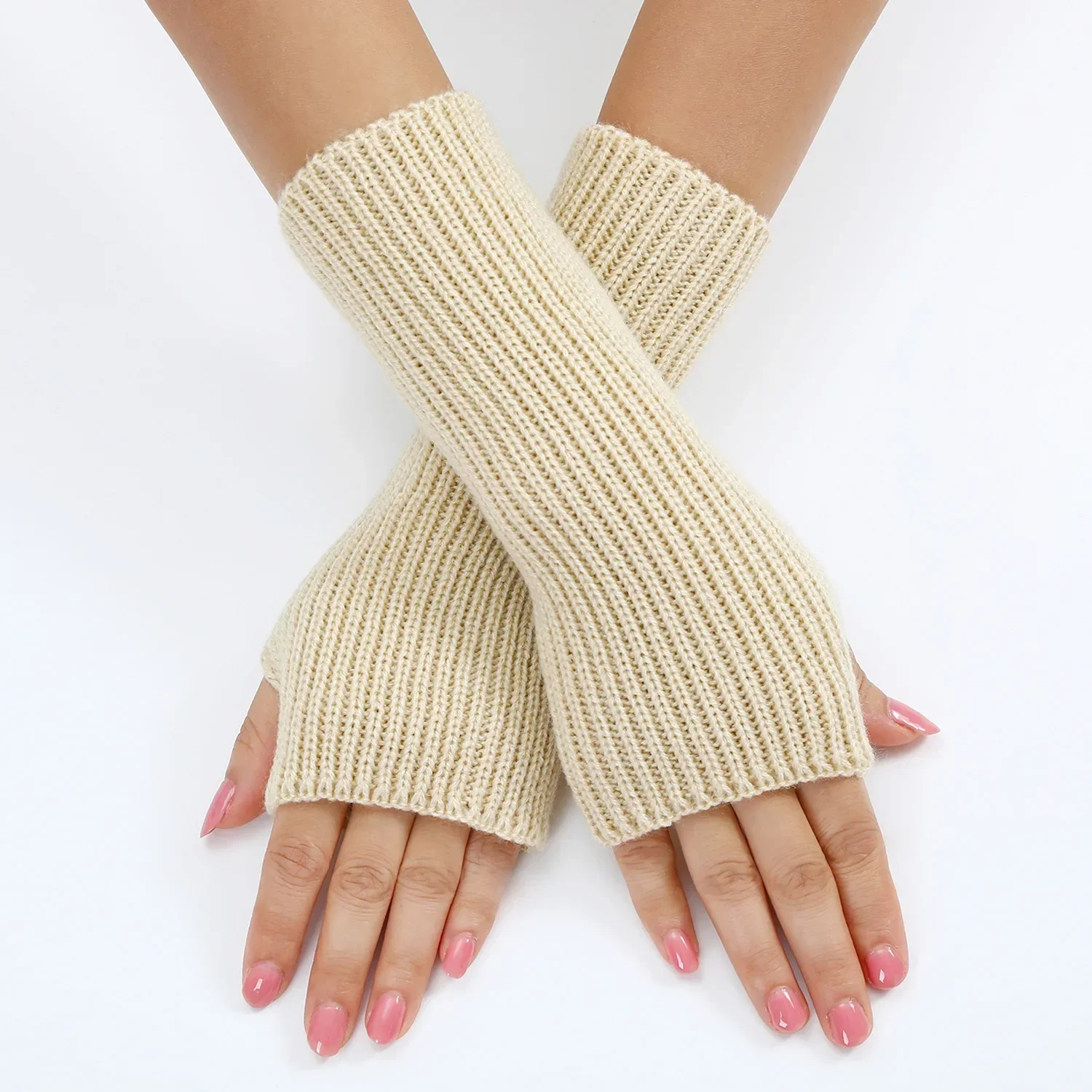 

20 Cm Fingless Gloves for Wmen Winter Warm Arm Warmer Knitted Warm Girls Gloves Korean Style Hand Warmer Fashion Mittens