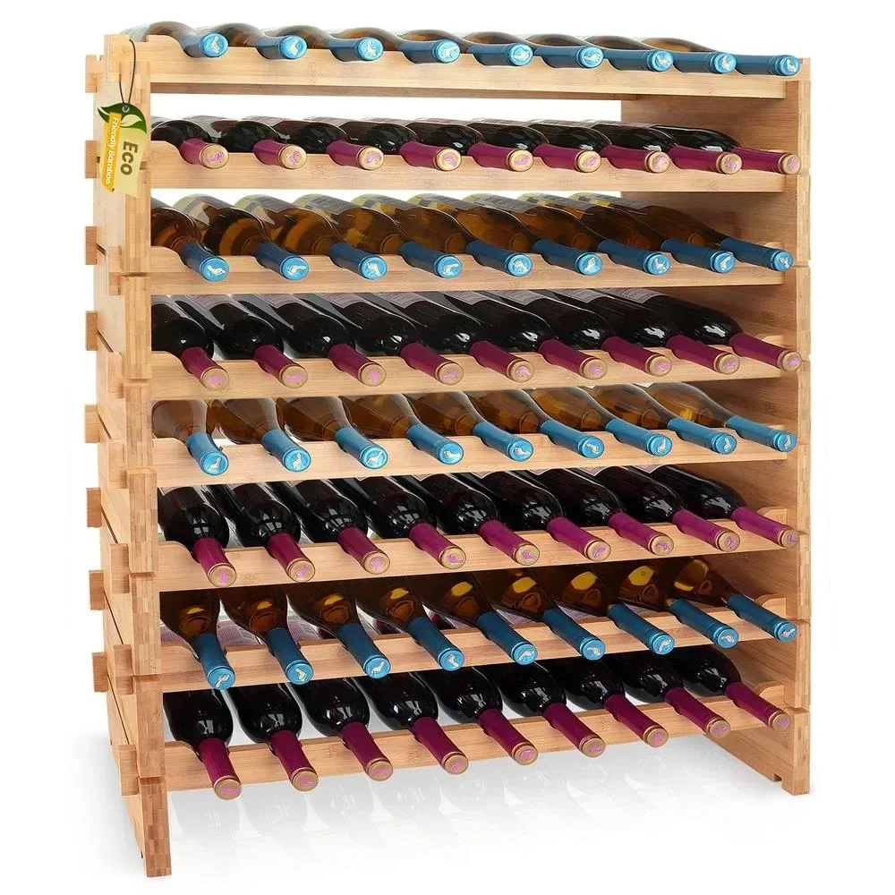 

72 Bottle Stackable Wine Rack Cavas for Wine Holder Wall Brown 8-Tier Large Freestanding Modular Storage Shelf Shelves Vinos Bar
