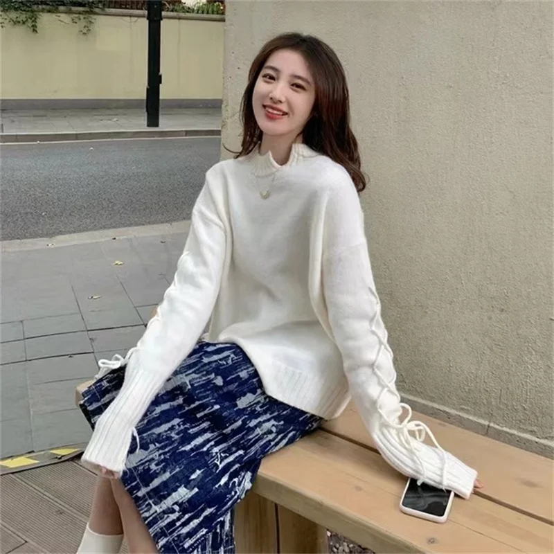 Hsa 2023 New Fall Winter Women Knitted Fashion Sweaters Loose Lace-up Sleeve O-Neck Female Chic Pullover Sweet Irregular Tops
Hsa 2023 New Fall Winter Women Knitted Fashion Sweaters Loose Lace-up Sleeve O-Neck Female Chic Pullover Sweet Irregular Tops