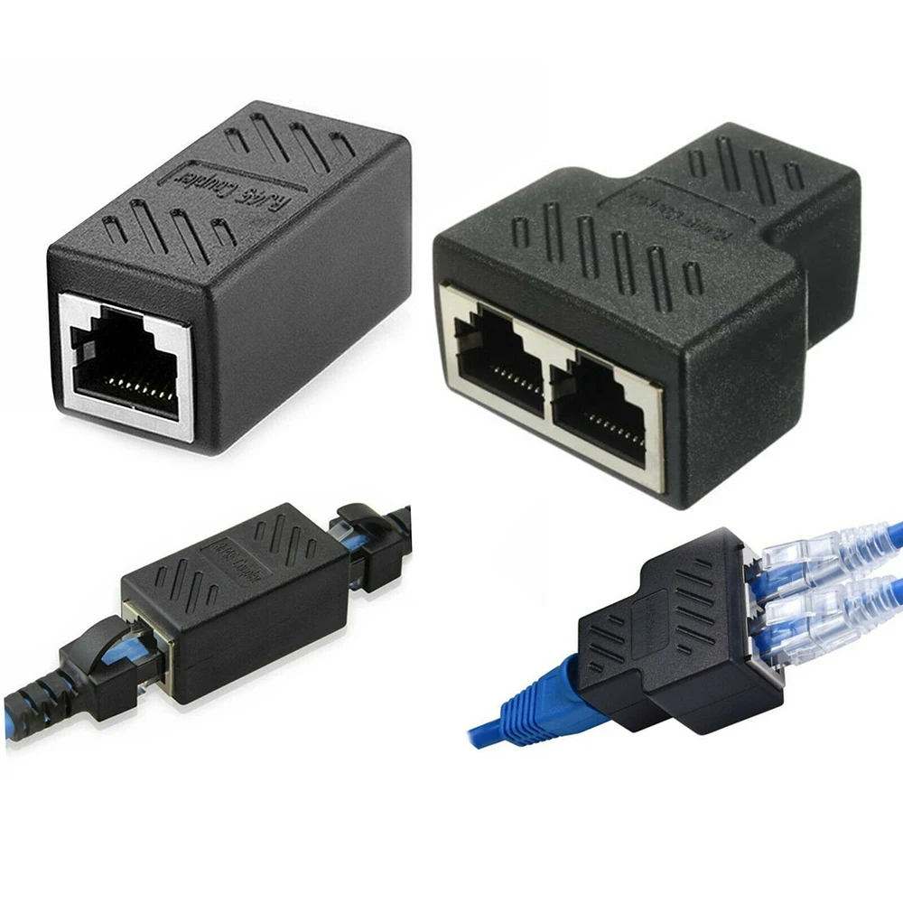 

LAN Female Extender 1 To 2 Ways RJ45 Splitter Network Connector Adapters Coupler