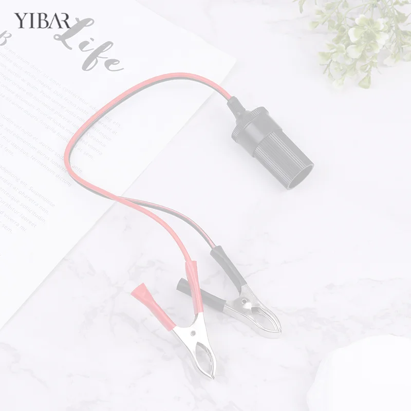 

1Pc Power Car Cigarette Lighter Female To Alligator Clip Extension Connector To Terminal Clip-on Battery Adapter Auto Socket
