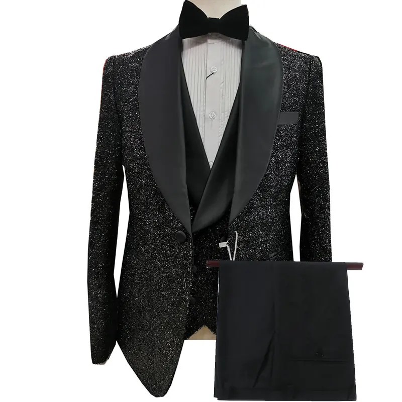Handsome Shiny Black Men Suit Wedding Suits For Men Shawl Collar 3 Pieces Slim Fit Men's Party Tuxedos Groom Wear Bridegroom
Handsome Shiny Black Men Suit Wedding Suits For Men Shawl Collar 3 Pieces Slim Fit Men's Party Tuxedos Groom Wear Bridegroom