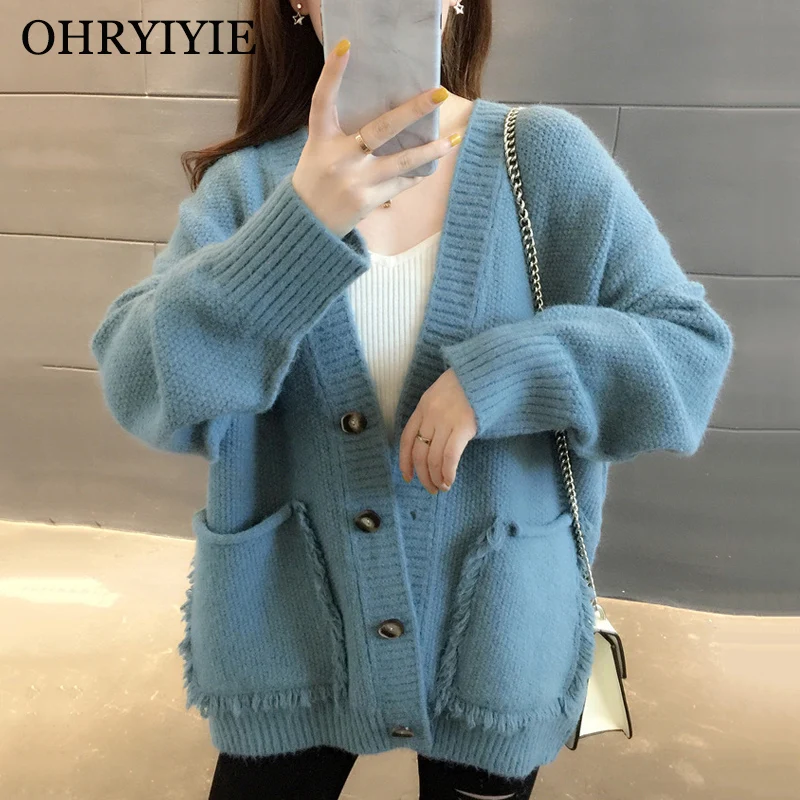 OHRYIYIE Autumn Winter V-neck Big Pocket Cardigan Women 2023 Fashion Single Breasted Knit Sweater Female Solid Color Coat Tops
OHRYIYIE Autumn Winter V-neck Big Pocket Cardigan Women 2023 Fashion Single Breasted Knit Sweater Female Solid Color Coat Tops