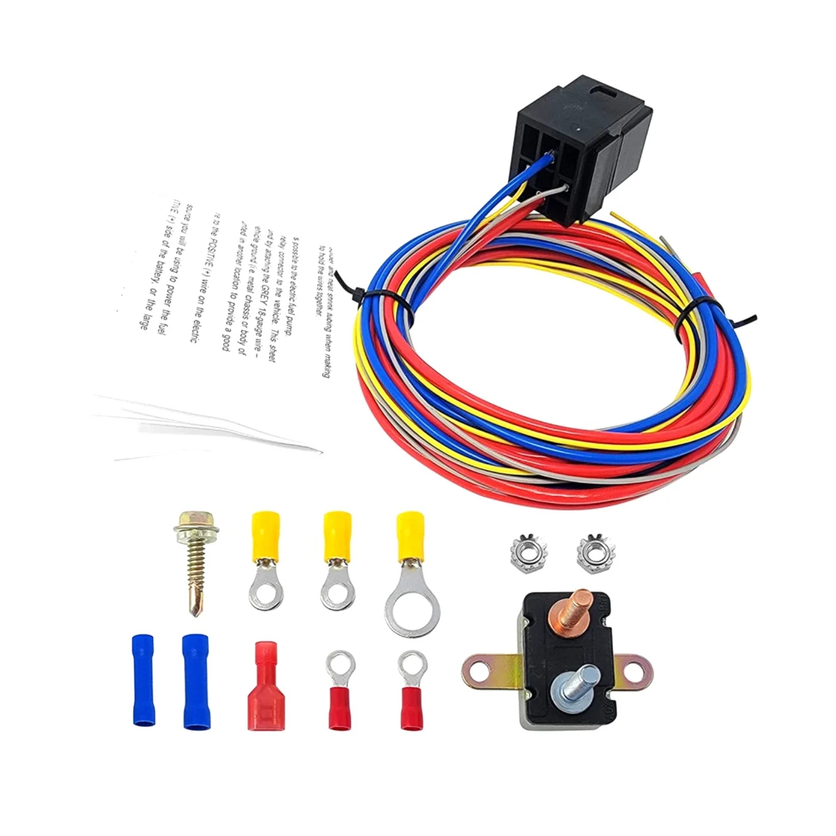 Electric Fan Fuel Pump Harness and Relay Kit 30A Relay Circuit Breaker and Crimp Terminals &
Electric Fan Fuel Pump Harness and Relay Kit 30A Relay Circuit Breaker and Crimp Terminals &