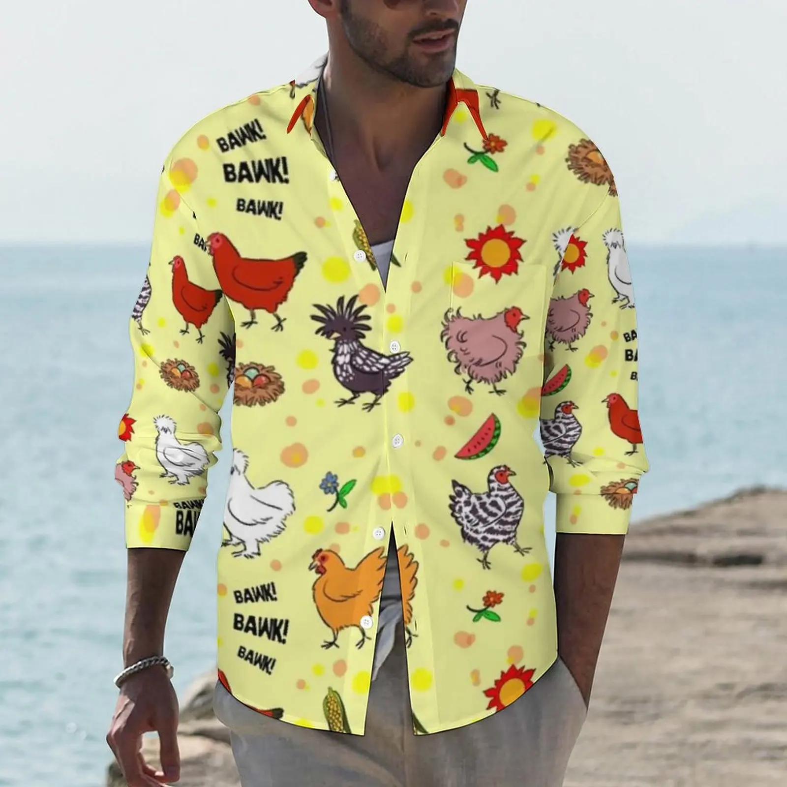 Chicken Shirt Mens Animal Casual Shirts Spring Y2K Pattern Blouses Long Sleeve Vintage Oversized Clothing Gift Idea 
Chicken Shirt Mens Animal Casual Shirts Spring Y2K Pattern Blouses Long Sleeve Vintage Oversized Clothing Gift Idea