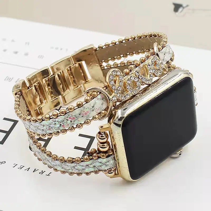 Luxury Leather Strap For Apple Watch 7 41mm/45mm 44mm/40mm 38mm 42mm women Metal charm bracelet iwatch series 5 4 3 6 SE band
Luxury Leather Strap For Apple Watch 7 41mm/45mm 44mm/40mm 38mm 42mm women Metal charm bracelet iwatch series 5 4 3 6 SE band